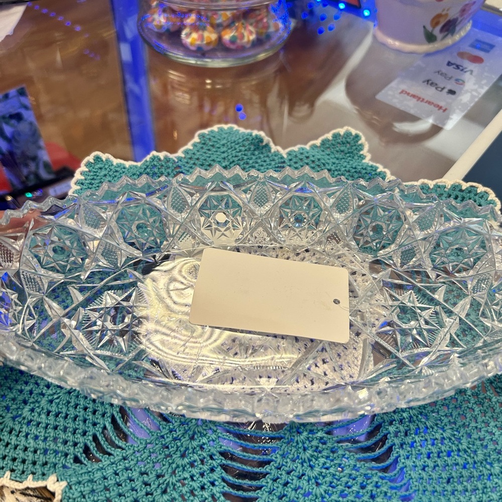 NOLB Crystal Oval Cut glass Bowl